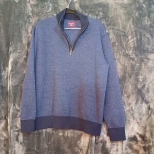 UNTUCKit Sweater Navy Merino Wool Belguardo Birdseye Pullover Large